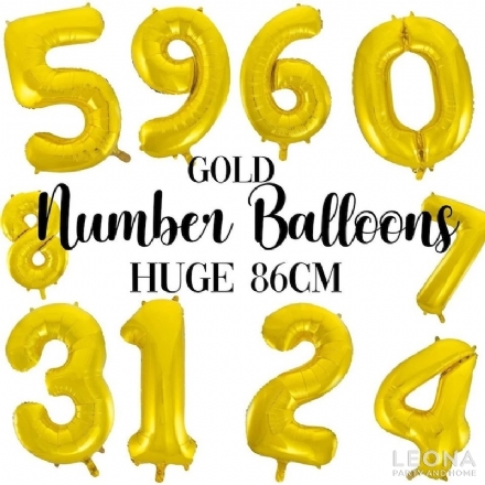 FOIL BALLOON 86CM NUMBERS GOLD - Leona Party and Home