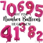 FOIL BALLOON 86CM NUMBERS HOT PINK - foil balloon 86cm numbers hot pink - 12    - Leona Party and Home