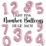 FOIL BALLOON 86CM NUMBERS LIGHT PINK - foil balloon 86cm numbers light pink - 12    - Leona Party and Home