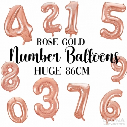 FOIL BALLOON 86CM NUMBERS ROSE GOLD - foil balloon 86cm numbers rose gold - 11    - Leona Party and Home
