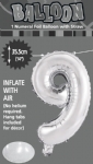 FOIL BALLOON 35CM NUMBERS SILVER - foil balloon numbers silver 35cm - 11    - Leona Party and Home