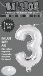 FOIL BALLOON 35CM NUMBERS SILVER - foil balloon numbers silver 35cm - 5    - Leona Party and Home