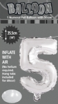 FOIL BALLOON 35CM NUMBERS SILVER - foil balloon numbers silver 35cm - 7    - Leona Party and Home
