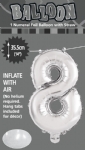 FOIL BALLOON 35CM NUMBERS SILVER - foil balloon numbers silver 35cm - 10    - Leona Party and Home