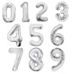 FOIL BALLOON 35CM NUMBERS SILVER - foil balloon numbers silver 35cm - 1    - Leona Party and Home
