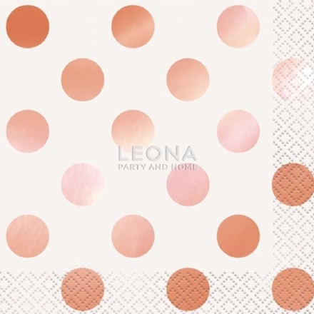 Foil Stamped Dots Rose Gold 16 Luncheon Napkins 2ply 33cm x 33cm - Leona Party and Home