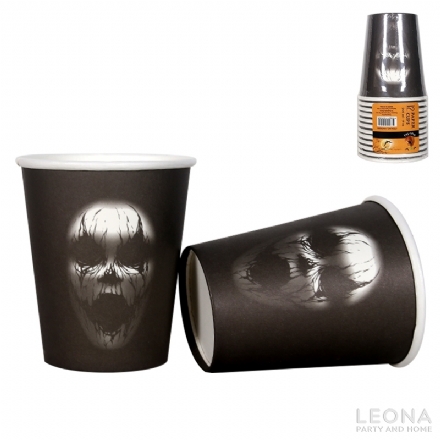 GHOUL FACE PAPER CUPS - 12PK/266ML - Leona Party and Home