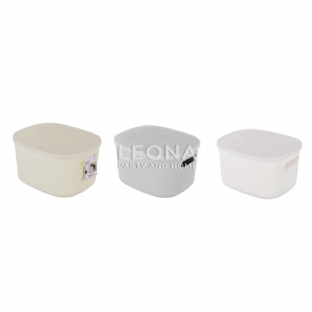 LEVI STORAGE CONTAINER W/LID 26.5X22X15CM 3 ASSTD - Leona Party and Home