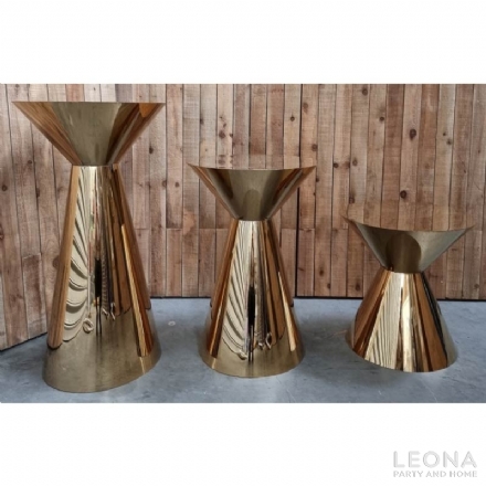 Mirror Metal Cone Shape Plinths - Leona Party and Home