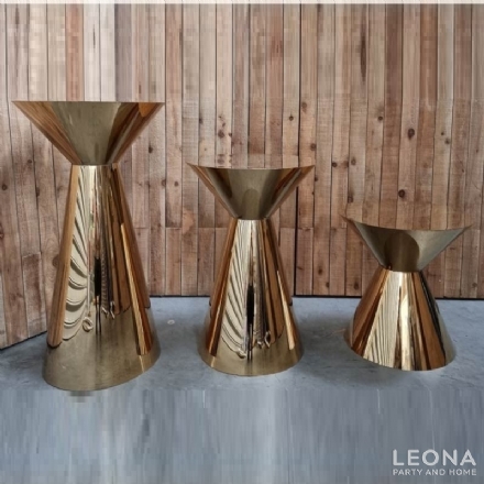 Mirror Metal Cone Shape Plinths - mirror metal cone shape plinths - 3    - Leona Party and Home