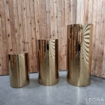 MIRROR METAL ROUND PLINTHS (GOLD) - mirror metal round plinths - 1    - Leona Party and Home