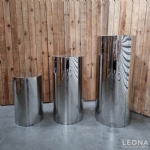 MIRROR METAL ROUND PLINTHS (SILVER) - mirror metal round plinths silver - 1    - Leona Party and Home