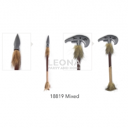 NATIVE AMERICAN PLASTIC AXE SPEAR (MIXED) - native american plastic axe spear mixed - 1    - Leona Party and Home