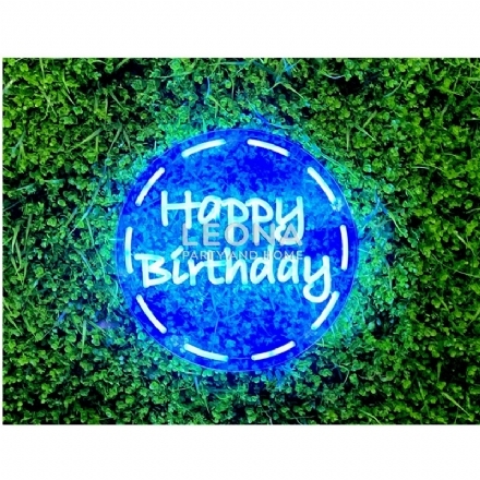 NEON HAPPY BIRTHDAY-ROUND - neon happy birthday round - 1    - Leona Party and Home