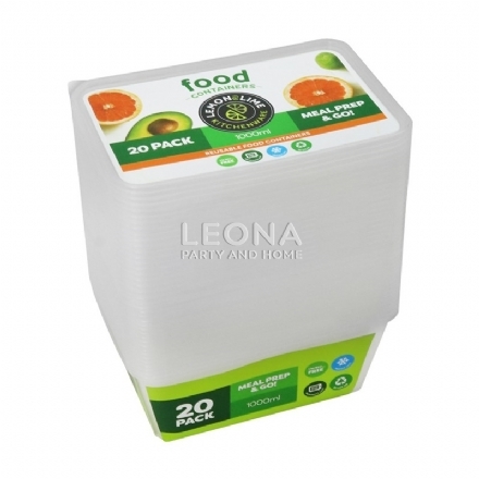 REUSABLE FOOD CONTAINERS VALUE 20PK 1000ML PDQ - reusable food containers value 20pk 1000ml pdq - 1    - Leona Party and Home