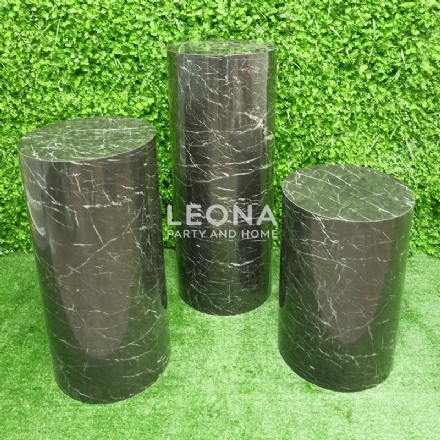 ROUND MARBLE BLACK PLINTHS - Leona Party and Home