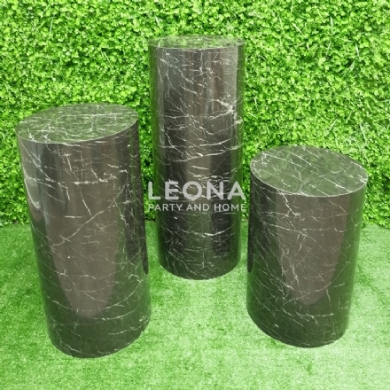 ROUND MARBLE BLACK PLINTHS - round marble black plinths - 1    - Leona Party and Home