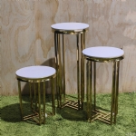 Round Top Shiny Gold Frame Plinths - round top shiny gold frame plinths - 1    - Leona Party and Home