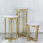 Round Top Shiny Gold Frame Plinths - round top shiny gold frame plinths - 2    - Leona Party and Home