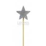 Silver Glitter Long Stick Candle STAR P1 - silver glitter long stick candle star p1 - 1    - Leona Party and Home