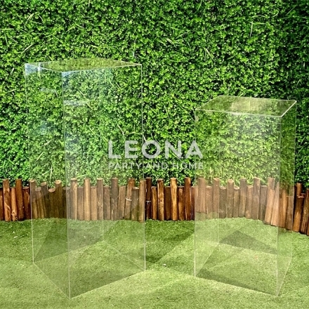 SQUARE CLEAR PLINTHS - square clear plinths - 3    - Leona Party and Home