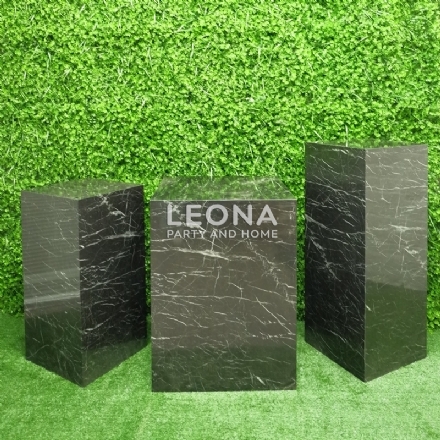 SQUARE MARBLE BLACK PLINTHS - square marble black plinths - 1    - Leona Party and Home