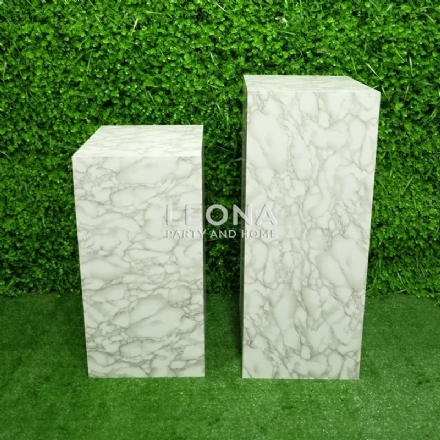 SQUARE MARBLE WHITE PLINTHS - Leona Party and Home