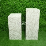 SQUARE MARBLE WHITE PLINTHS - square marble white plinths - 1    - Leona Party and Home