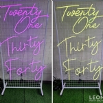 Neon Twenty One/Thirty/Forty (Colour Changeable) - twenty onethirtyforty neon light - 5    - Leona Party and Home
