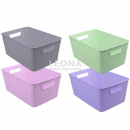 WOVEN PATTERN BASKET 26X39X16.5CM 4 ASSTD - Leona Party and Home